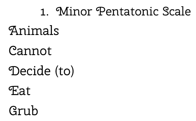 A minor pentatonic scale mnemonic